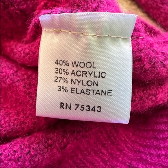 LINEAMAGLIA Italian Soft Wool Blend Magenta Pink Mock Neck Sweater Womens Size L - Picture 10 of 11